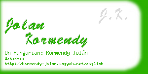 jolan kormendy business card